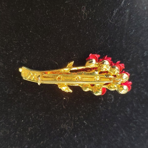 1960's Joseph Warner Rose Bouquet Goldtone Brooch marked W - Picture 3 of 7